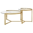 Pemberly Row 2-piece Metal Round Nesting Table Clear and Gold