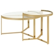 Pemberly Row 2-piece Metal Round Nesting Table Clear and Gold