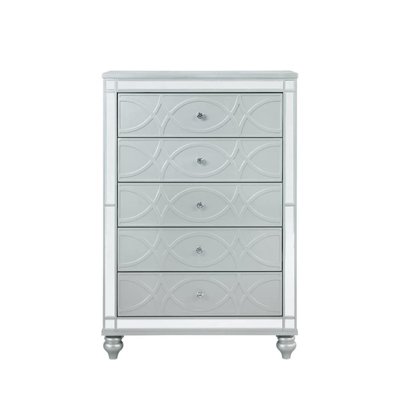 Pemberly Row 5-drawer Contemporary Wood Chest Silver Metallic