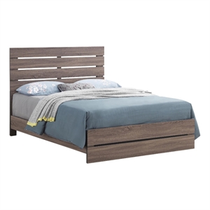 Pemberly Row Farmhouse Wood Queen Panel Bed in Barrel Oak Finish
