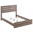 Pemberly Row Farmhouse Wood Queen Panel Bed in Barrel Oak Finish