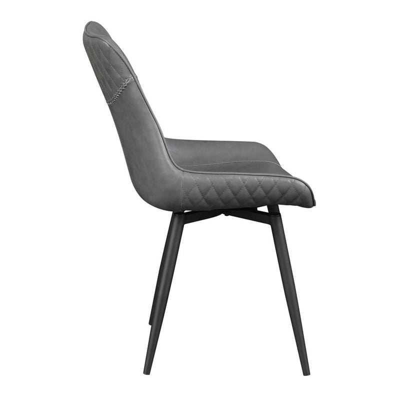 Pemberly Row Faux Leather Upholstered Side Chair in Gray Finish
