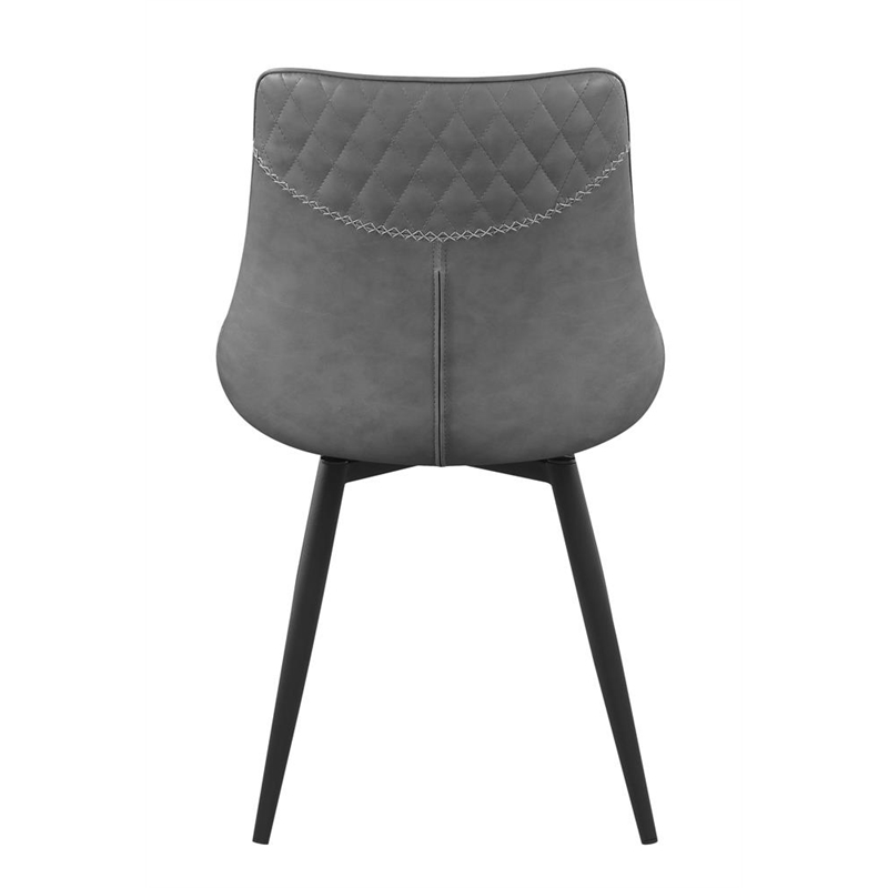 Pemberly Row Faux Leather Upholstered Side Chair in Gray Finish