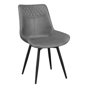Pemberly Row Faux Leather Upholstered Side Chair in Gray Finish