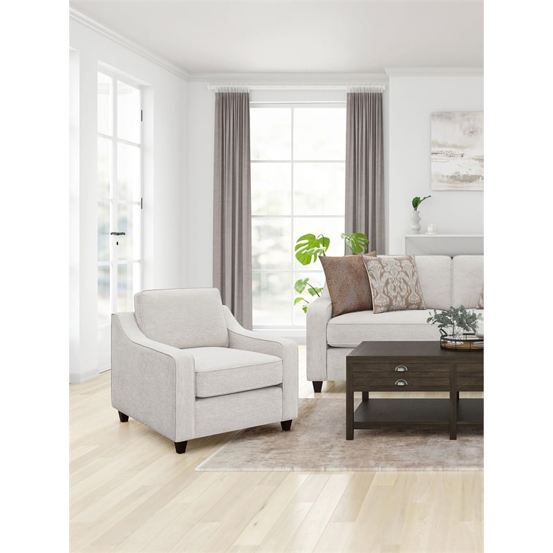 Pemberly Row Contemporary Upholstered Cushion Back Chair in Beige