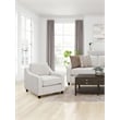 Pemberly Row Contemporary Upholstered Cushion Back Chair in Beige