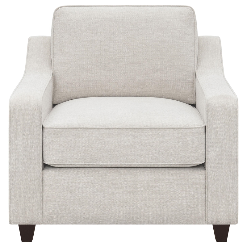 Pemberly Row Contemporary Upholstered Cushion Back Chair in Beige