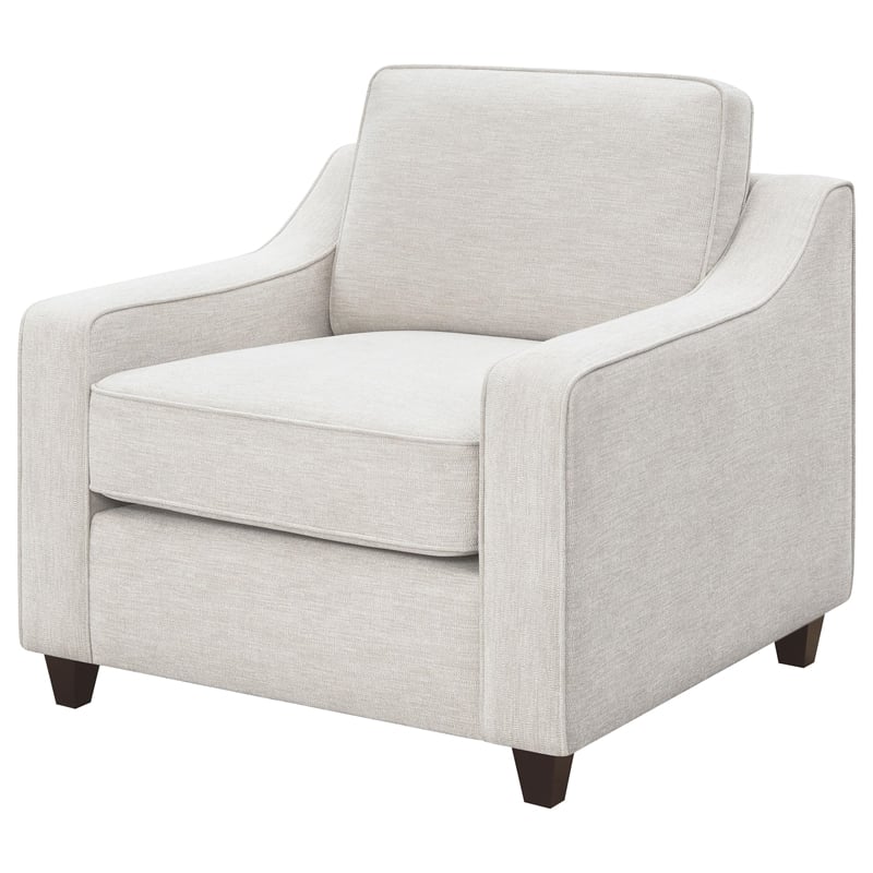 Pemberly Row Contemporary Upholstered Cushion Back Chair in Beige