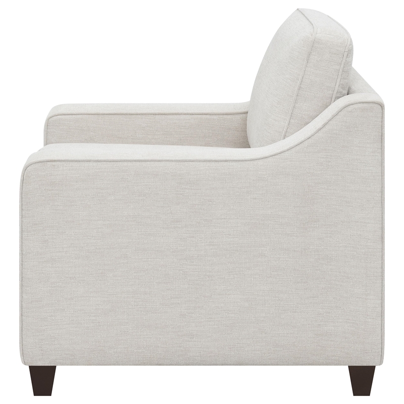 Pemberly Row Contemporary Upholstered Cushion Back Chair in Beige