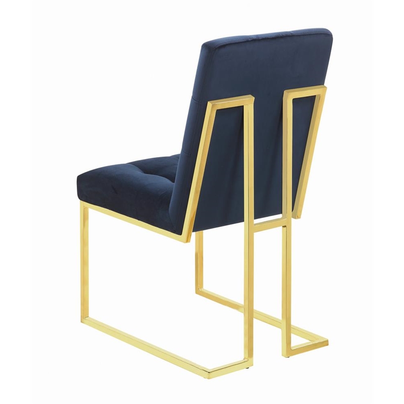 Pemberly Row Assembled Velvet Upholstered Tufted Back Side Chairs Ink Blue