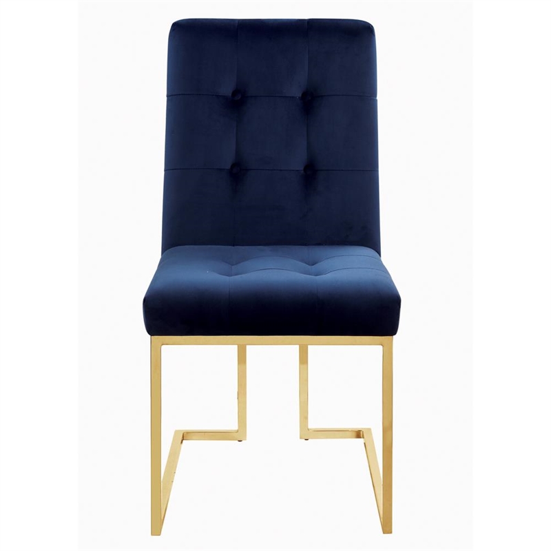 Pemberly Row Assembled Velvet Upholstered Tufted Back Side Chairs Ink Blue