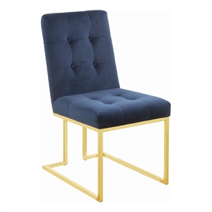 Pemberly Row Assembled Velvet Upholstered Tufted Back Side Chairs Ink Blue