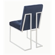 Pemberly Row Assembled Velvet Upholstered Dining Chairs Ink Blue and Chrome