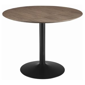 Pemberly Row Modern Wood Round Dining Table Walnut and Black