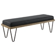 Pemberly Row Fabric Upholstered Bench with Hairpin Legs Dark Blue