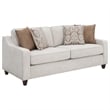 Pemberly Row Contemporary Upholstered Cushion Back Sofa in Beige