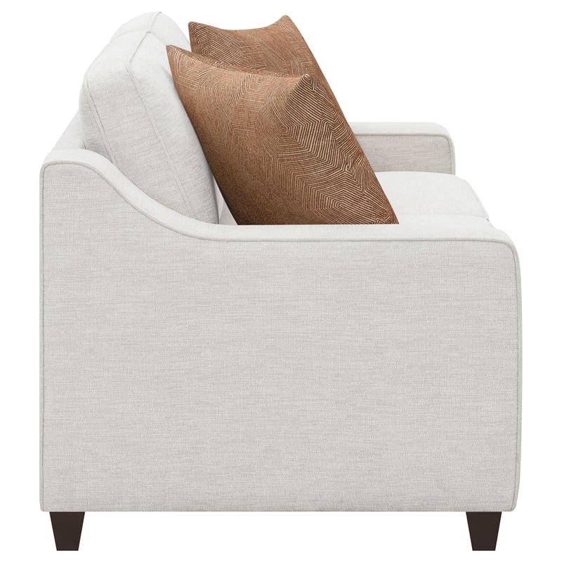 Pemberly Row Contemporary Upholstered Cushion Back Loveseat Beige