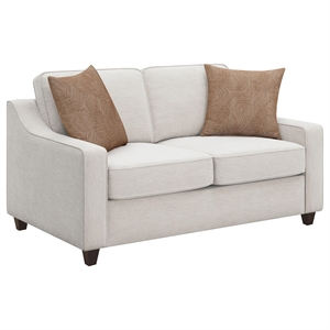 Pemberly Row Contemporary Upholstered Cushion Back Loveseat Beige