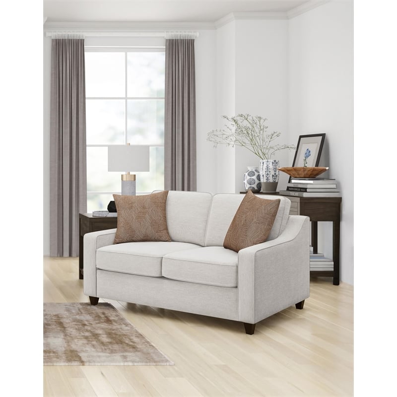 Pemberly Row Contemporary Upholstered Cushion Back Loveseat Beige
