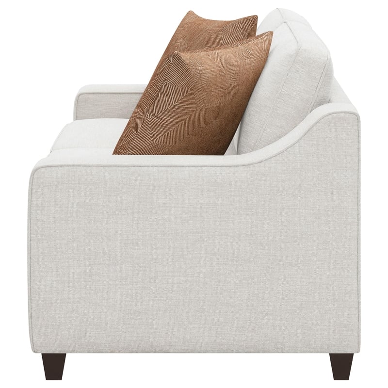 Pemberly Row Contemporary Upholstered Cushion Back Loveseat Beige