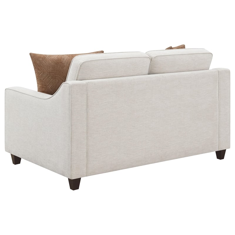 Pemberly Row Contemporary Upholstered Cushion Back Loveseat Beige