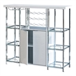 Pemberly Row 2-door Wood Bar Cabinet High Glossy White and Chrome