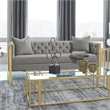 Pemberly Row Modern Velvet Upholstered Tufted Back Sofa Gray