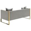 Pemberly Row Modern Velvet Upholstered Tufted Back Sofa Gray