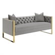 Pemberly Row Modern Velvet Upholstered Tufted Back Sofa Gray