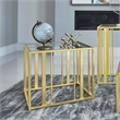 Pemberly Row Contemporary Metal Frame End Table in Matte Brass