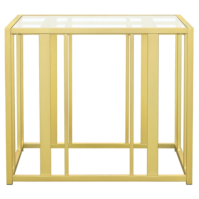 Pemberly Row Contemporary Metal Frame End Table in Matte Brass