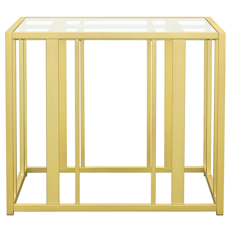 Pemberly Row Contemporary Metal Frame End Table in Matte Brass