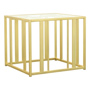 Pemberly Row Contemporary Metal Frame End Table in Matte Brass