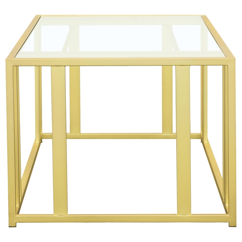 Pemberly Row Contemporary Metal Frame Coffee Table Matte Brass