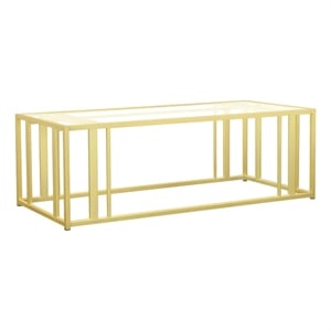 Pemberly Row Contemporary Metal Frame Coffee Table Matte Brass