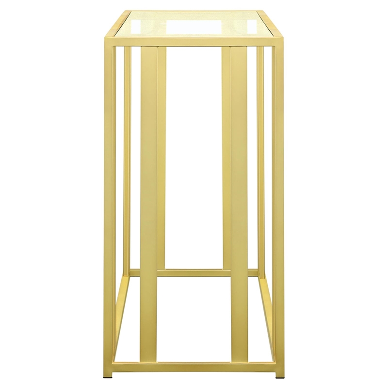 Pemberly Row Contemporary Metal Frame Sofa Table in Matte Brass