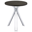 Pemberly Row Metal Round Wood Top Bar Table Dark Oak and Chrome