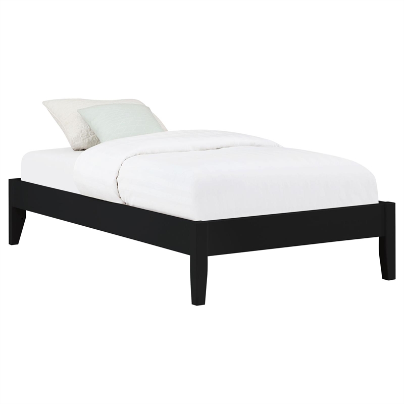 Pemberly Row Contemporary Wood Platform Twin Bed in Black Finish