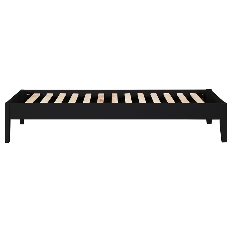 Pemberly Row Contemporary Wood Platform Twin Bed in Black Finish
