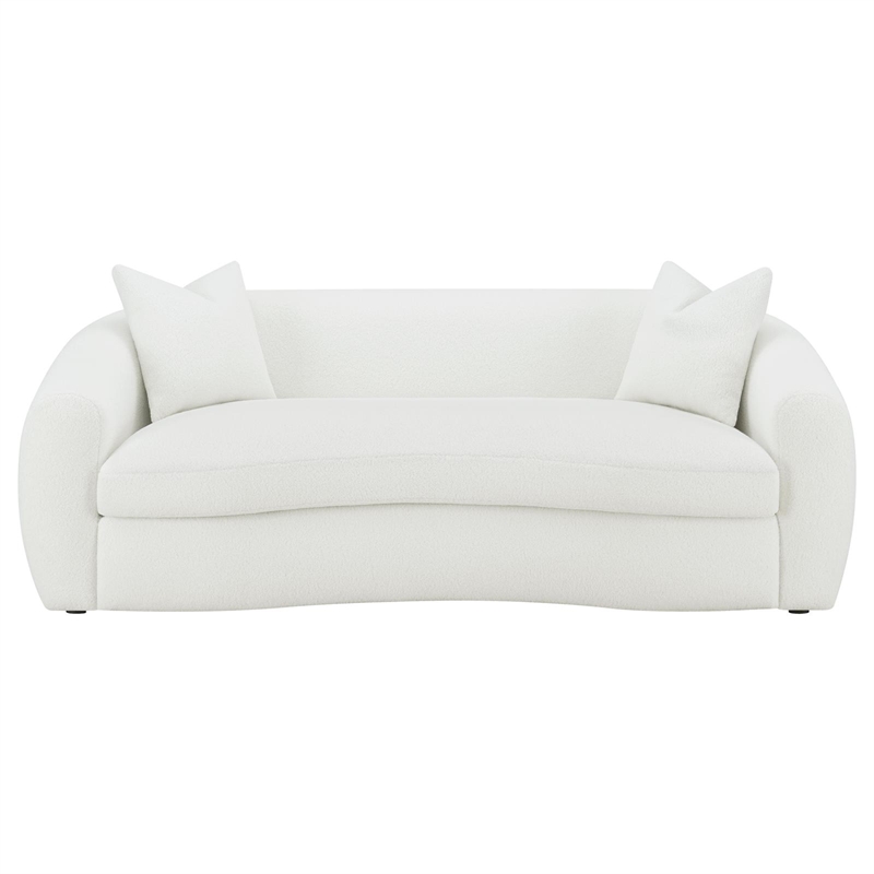 Pemberly Row Modern Fabric Upholstered Tight Back Sofa White