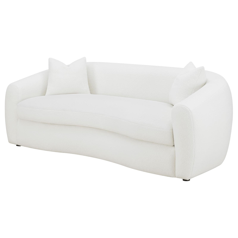 Pemberly Row Modern Fabric Upholstered Tight Back Sofa White