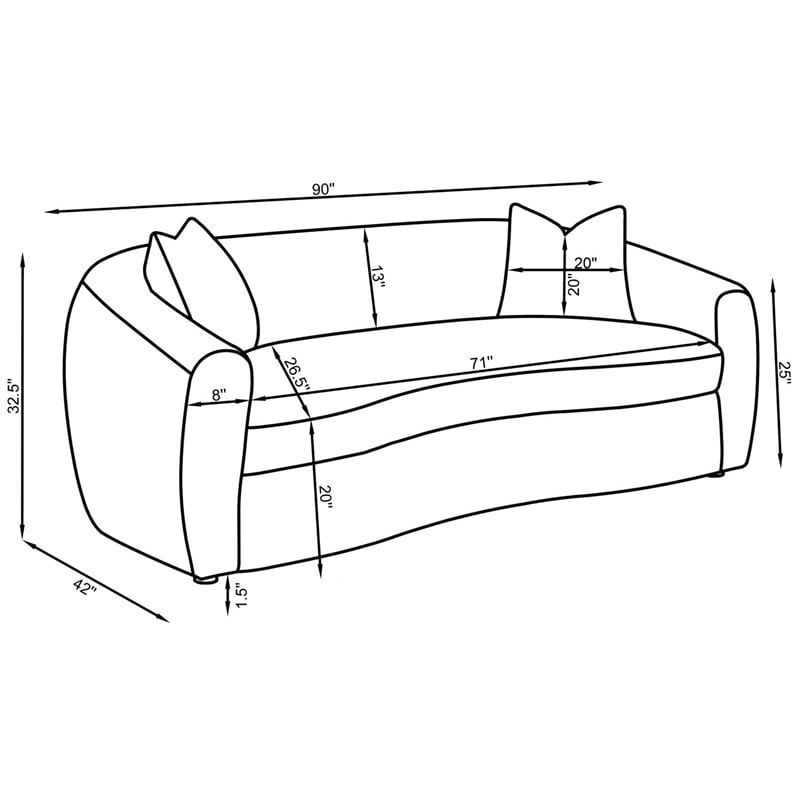 Pemberly Row Modern Fabric Upholstered Tight Back Sofa White