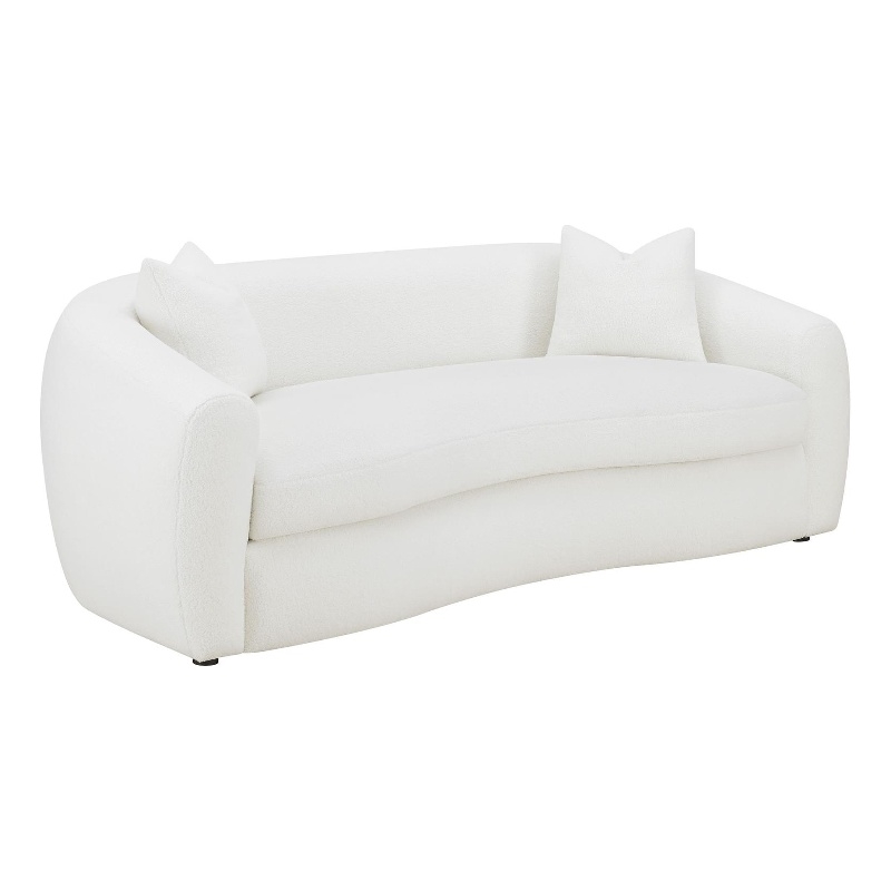 Pemberly Row Modern Fabric Upholstered Tight Back Sofa White