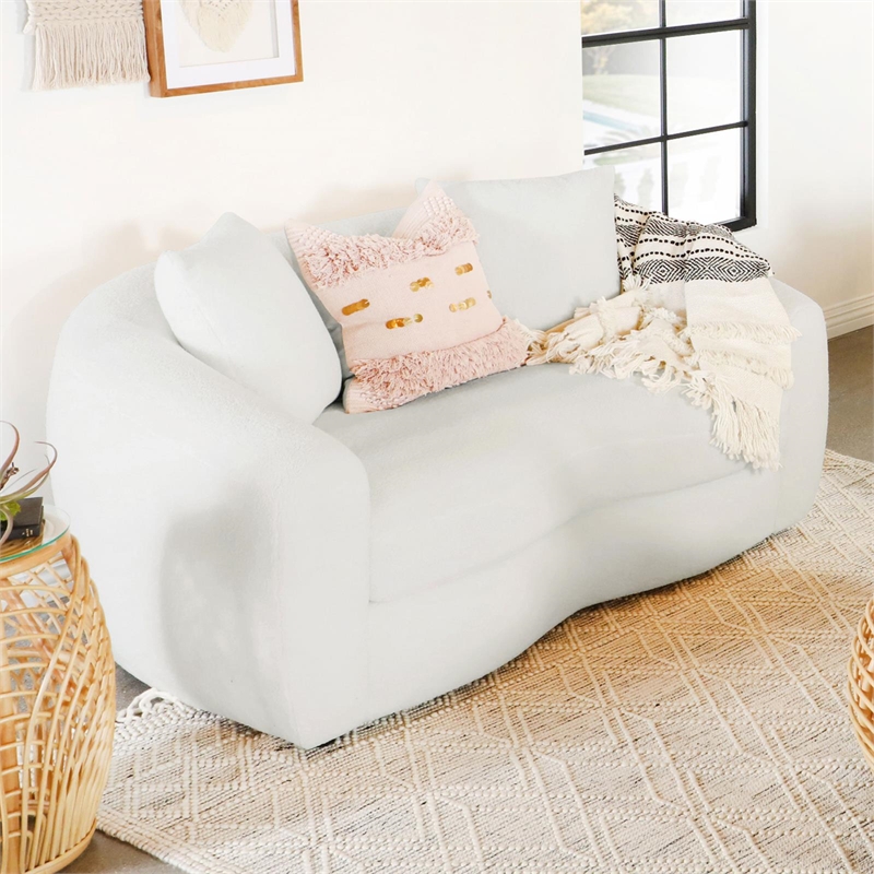 Pemberly Row Modern Fabric Upholstered Tight Back Loveseat White