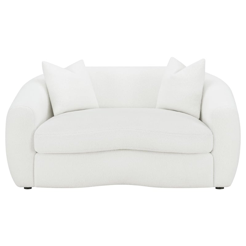 Pemberly Row Modern Fabric Upholstered Tight Back Loveseat White