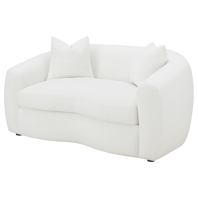 Pemberly Row Modern Fabric Upholstered Tight Back Loveseat White