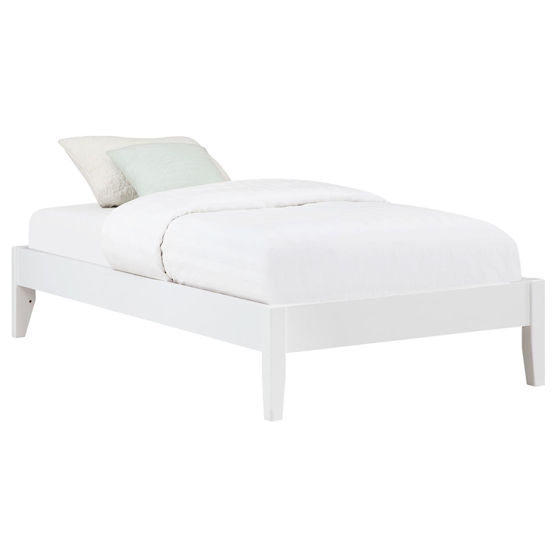 Pemberly Row Contemporary Wood Platform Full Bed in in White