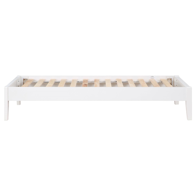 Pemberly Row Contemporary Wood Platform Full Bed in in White