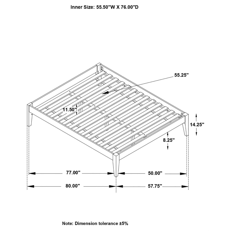 Pemberly Row Contemporary Wood Platform Full Bed in in White