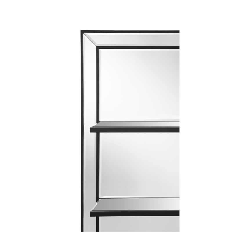Pemberly Row Modern Glass 3-Shelf Rectangle Wall Mirror Silver